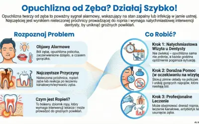Ból zęba i opuchlizna policzka to sygnały alarmowe. Zobacz, jak rozpoznać problem i co robić, by uniknąć powikłań. Szybka wizyta u dentysty jest kluczowa.