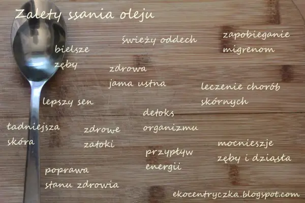 Płukanie ust olejem kokosowym: bielsze zęby, świeży oddech, lepszy sen, zdrowsza jama ustna, detoks, zdrowsze zatoki, poprawa stanu zdrowia, zapobieganie migrenom, leczenie chorób skórnych, mocniejsze zęby i dziąsła.